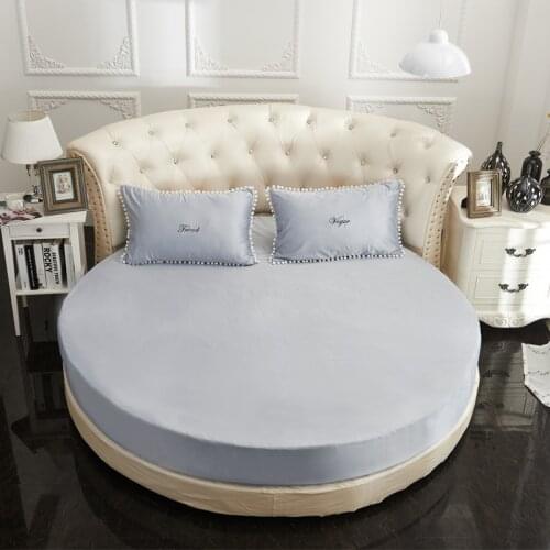 Imitation Satin Silk Round Fitted Bed Sheet with Elastic Solid Bedspread Bed Linen for Themed Motel Hotel no pillowcase
