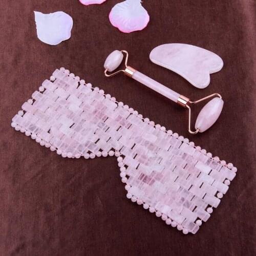 Manufacturers direct marketing powder crystal eye roller massage rod scraping board set crystal eye cover jade eye wholesale