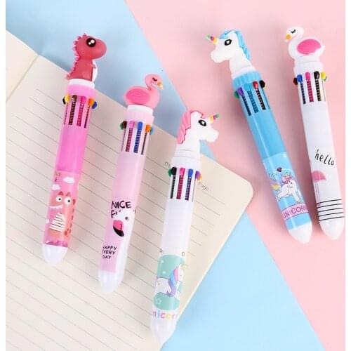 10 Colors Cute Animal Cartoon Ballpoint Pen School Office Supply Stationery Papelaria Escolar Multicolored Pens Colorful Refill