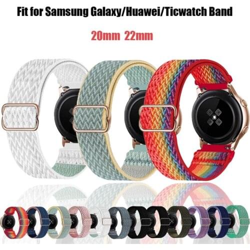 Elastic Nylon Strap for Samsung Galaxy Watch Active 2 46mm 42mm Adjustable Band for Huawei Watch GT 2 Amazfit GTS BIP TicWatch