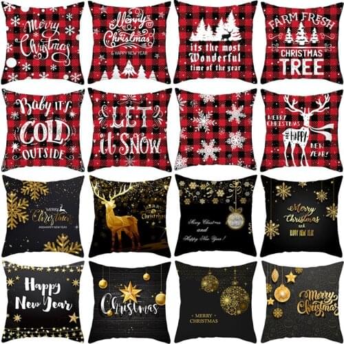 45*45CM Christmas Snowflakes Elk Pillowcase Living Room Sofa Cushion Cover Linen Pillow Covers Christmas Party Home Decorations