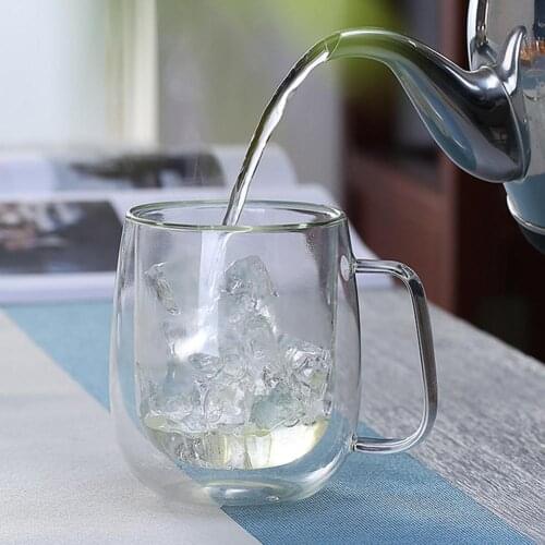 1Pcs Glass Water Cup Heat-resistant Transparent Clear Double Wall Coffee Tea Water Glass Cup Insulated Mug Drinkware