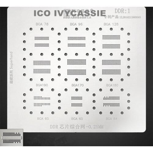 Amaoe DDR1 BGA Stencil BGA190 BGA170 180 BGA78 96 For Laptop Graphics Memory IC Reballing Pin Solder Tin Plant Net Steel Mesh