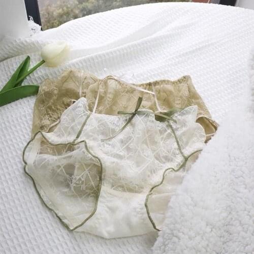 Panties Underwear womens lace kitten breathable Ruffle girls low waist mesh womens Underwear tangas women sexy kawaii modis