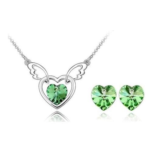 Unique Charming Heart Bridal Jewelry Sets Earrings Necklaces Pendants For Women Crystals from Swarovski Christmas Gift
