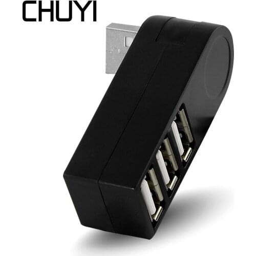 CHUYI 3 Port USB2.0 Hub Rotatable Plug Mini Multi USB Splitter Adapter High Speed For PC Peripherals Computer Laptop Accessories
