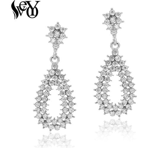 VEYO Trendy AAA Rhinestone Drop Earrings for Women Cute Hollow out Dangle Earrings Fashion Jewelry Wholesale