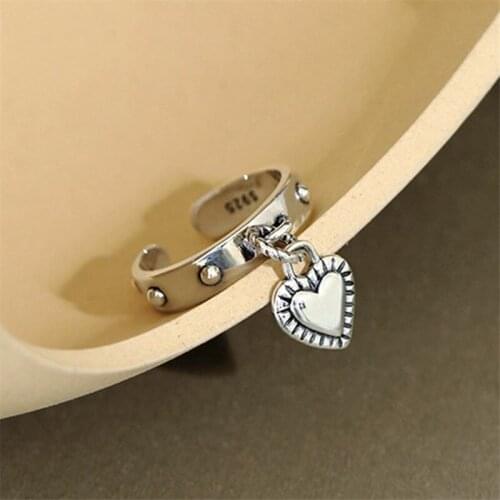 Vintage 925 Sterling Silver Tassel Heart Ring For Women High Quality Handmade Romantic Fashion Couple jz447