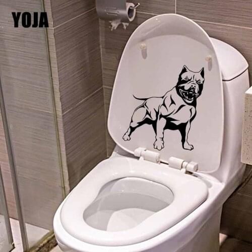 YOJA 20.8X23.3CM Funny Security Dog Pit Bull Animal Beast Pet Home Decor Wall Stickers Toilet Decal Mural T5-1537