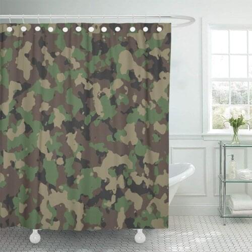 Brown Woodland Camo Pattern 200 in My Portfolio Green Shower Curtain Waterproof Polyester Fabric 72 x 72 Inches with Hooks