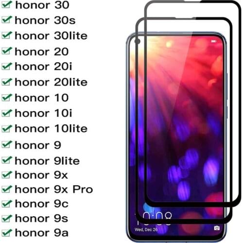 9D Protective Glass For Huawei Honor 30 20 10 Lite V30 V20 V10 Tempered Glass Honor 9 Lite 9x 9a 9c 30i 20i 10i Screen Protector