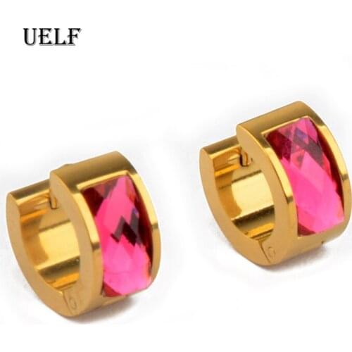 Uelf Classic Design Gold Color AAA CZ Wedding Hoop Earrings for Women Fashion jewelry Design Gift Accessories