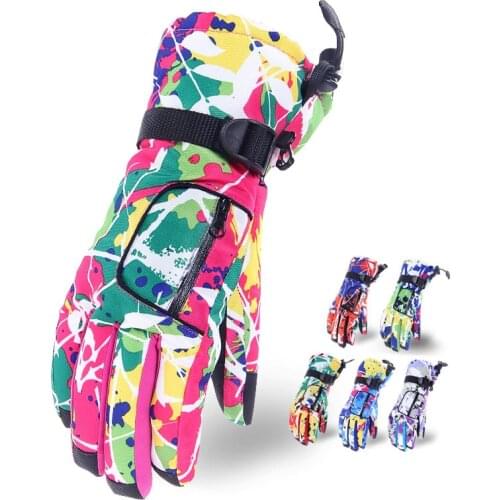 Women Winter Outdoor Skiing Hiking Gloves Colorful Warm Wear-resistant Full Fingers Separated Anti-slip Motorcycle Accessories