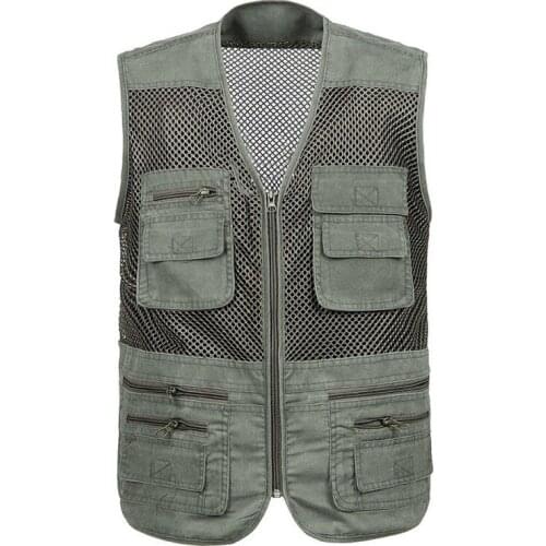 Large Size 2020 Mesh Quick-Drying Vests Male with Many Pockets Mens Breathable Multi-pocket Fishing Vest Work Sleeveless Jacket