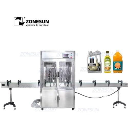 ZONESUN ZS-YTDC6 Fully Automatic 6 Heads Piston Pump Bleach Soap Shampo Linear Liquid Filling Machine With Dust Cover