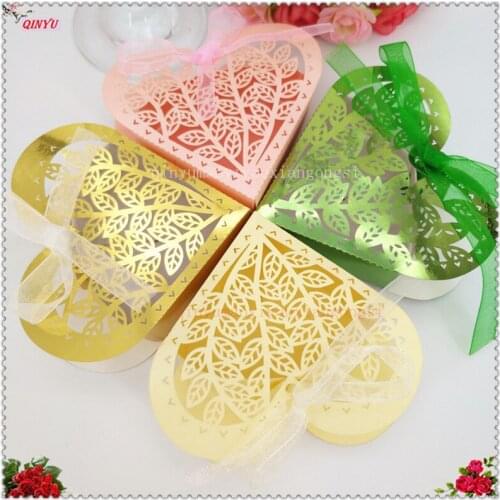 10Pcs cheap Love Heart Candy Box Decoration Dragees Wedding Gift Favor Boxes Chocolate Box For Guests Party Supplies 8Z