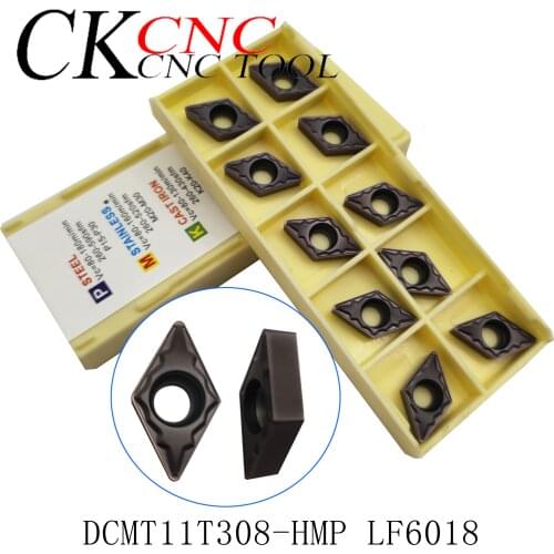 10pcs DCMT11T308-HMP LF6018 DCMT32.52 cnclathe turning carbide insert suitable for stainless steel MTJNR External Turning holder