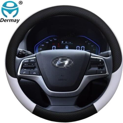 100% DERMAY Brand for Hyundai Accent Verna Car Steering Wheel Cover Microfiber Leather Anti-slip Auto Accessories