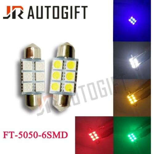 100X Festoon 5050 6SMD 36mm/39mm/41mm Car LED light 24V12V White/blue/green/red/yellow FT C5W Interior license plate Door light