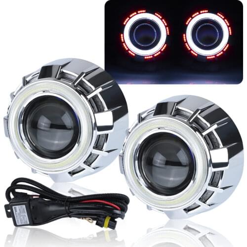 2.5 Inch Led Angel Eye Bi-Xenon Projector Lenses Running Light Blue Red White Car-styling Retrofit Beam Lens For H7 H4 Headlamp
