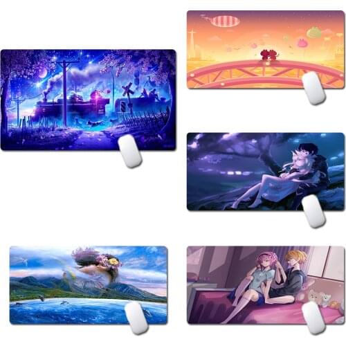2021 Anime Moon Landscape Mouse Pad Large Rubber Gaming Speed Kawaii XL MousePad Keyboard Locking Edge Otaku Computer Desk Pad