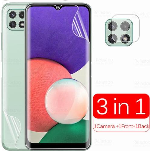 3in1 Camera Back Front Hydrogel Film For Samsung Galaxy A22 5G Samsun A 22 A226B 6.6" Soft Protective Screen Protector Not Glass