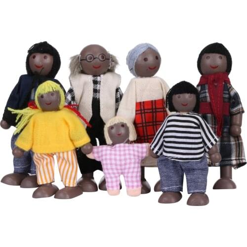 #55 Family Dolls Kids Girls Lovely Happy Dolls Family Playset Kids Children Wooden Figures Set Of 7 Dolls Kid Pretend Toys