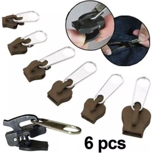 6pcs Repair Zipper Kit Universal Instant Fix Zip Replacement Zip Slider Teeth Rescue Zipper For Tailor Sewing Craft Bulk Tool
