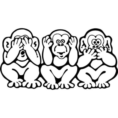 DasDecal Three Monkeys Car Sticker Creative Waterproof Decal Laptop Suitcase Truck Motorcycle Auto Accessories PVC,17cm*9cm