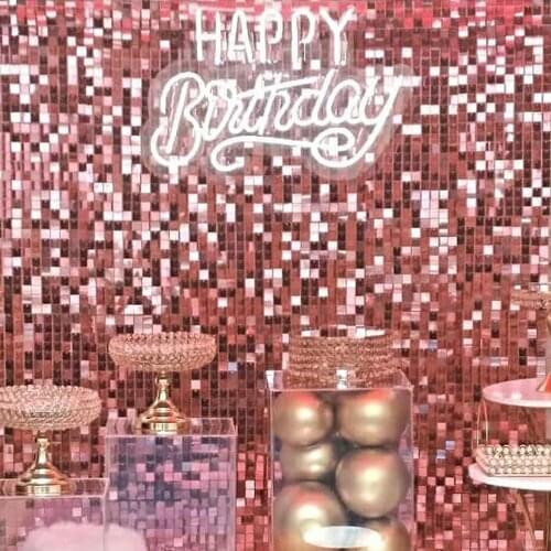 Sequin Panel Shimmer Wall Wedding Backdrop Custom Adverting Shop Window Background Glam Clear Grid Party Photo Booth Rose Gold