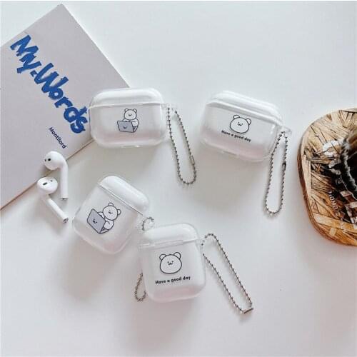 Cute Transparent TPU Shell Case for Airpods 1 2 Cartoon Bear Wireless Earphone Cover Charging Box for Airpod pro case