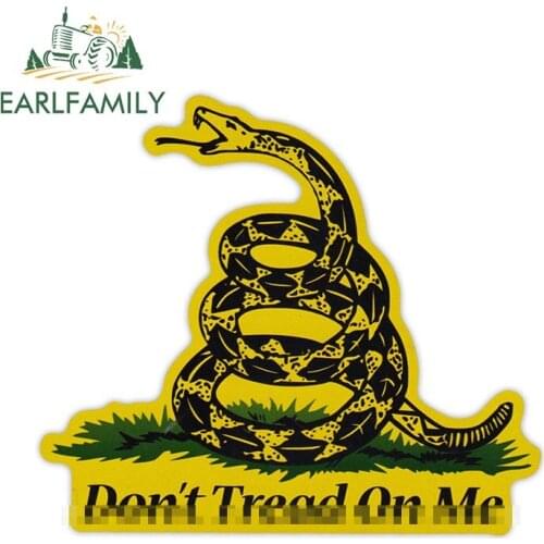 EARLFAMILY 13cm x 11.4cm Car Styling Bumper Sticker Don't Tread On Me Car Sticker JDM Gadsden Flag Coiled Snake Vinyl Decal