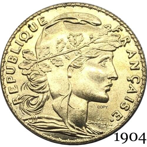 France Third Republic 1904 20 Francs Gold Copy Coin Brass Metal Liberte Replica Production Coins
