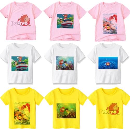 T Shirt Kids Girl Cute New Summer 2020 Cartoon Ponyo T-shirt Novelty Short Sleeve Girls Boys Tshirt Children Clothes Aesthetics