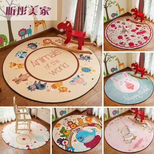 HUAMAO Cartoon Animal Round Area Rug For Living Room Children Bedroom Rugs And Carpets Computer Chair Floor Mat Cloakroom Carpet