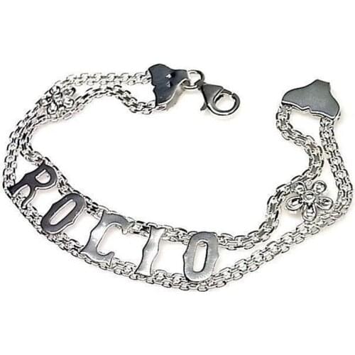 Minosilver personalized bracelet with any name or word of sterling silver the perfect jewel for a birthday gift