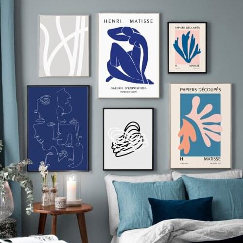 Matisse Abstract Leaf Plant Line Figure Body Nordic Poster Wall Art Print Canvas Painting Wall Pictures For Living Room Decor