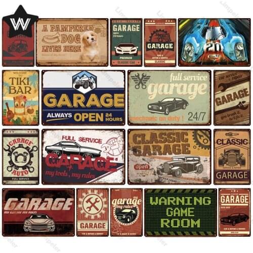 Garage Metal Poster Wall Sticker Vintage Metal Sign Tin Plaque Retro Style Wall Art Metal Poster for Tiki Bar Full Service Decor