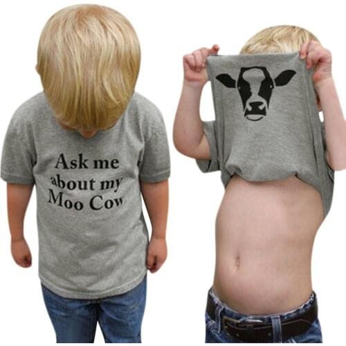 Ask me My Moo Cow Cute Kid Boy Tops T-Shirt Cow Inside Clothes Kids Boys Toddler shirt graphic tees drop ship