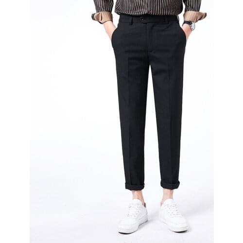2021 New Casual Trousers Mens Comfortable Spring and Summer Nine-Point Pants Fitted Trousers Men