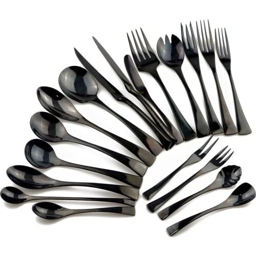 1 Piece Black Dinnerware Set Mirror Stainless Steel Western Silverware Food Salad Tableware Sets Fork Steak Knife Cutlery Set