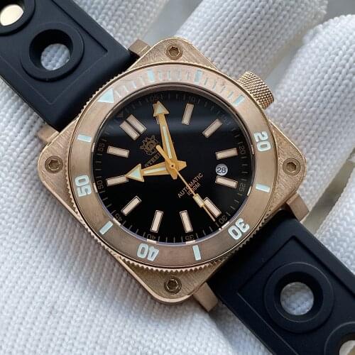 STEELDIVE New Arrival 2021 SD1941S Square Solid Bronze Case NH35 Automatic Dive Watch Super Luminous 1000M 100ATM Men Dive Watch