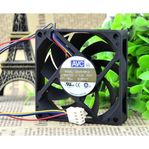 Original AVC 7015 DE07015B12L DC12V 0.30A 4 Line double Ball CPU Heat dissipation 7CM Fan
