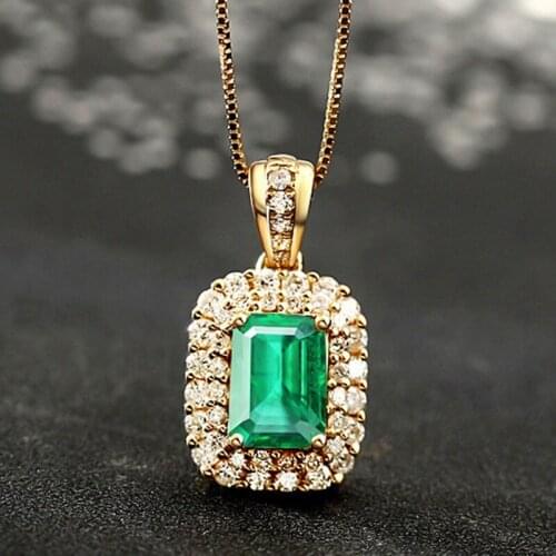 Boho Elegant Crystal Zircon Stone Necklace For Women Charms Crystal Glass Green Zircon Short Choker Statement Jewelry