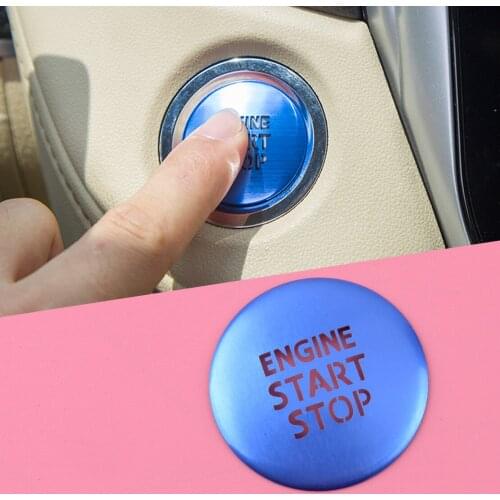 Blue Engine Start Stop Switch Ignition Push Button Cover Trim Fit for Toyota Camry 2018-2020 Translucen Aluminum Alloy