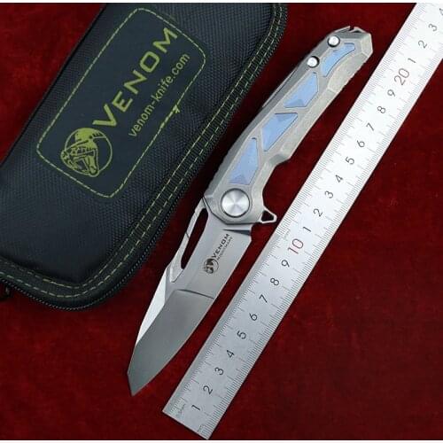 VENOM NIGHTMARE Kevin John M390 Titanium handle Flipper folding knife ball bearing pocket knife camping hunting knives EDC tool
