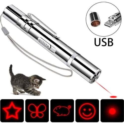 LED Laser Pointer 7 in1 USB Charging Red Laser Pen UV Torch Flashlight Cat Laser Pointer for Dog Chase Toys Laser Training Tool