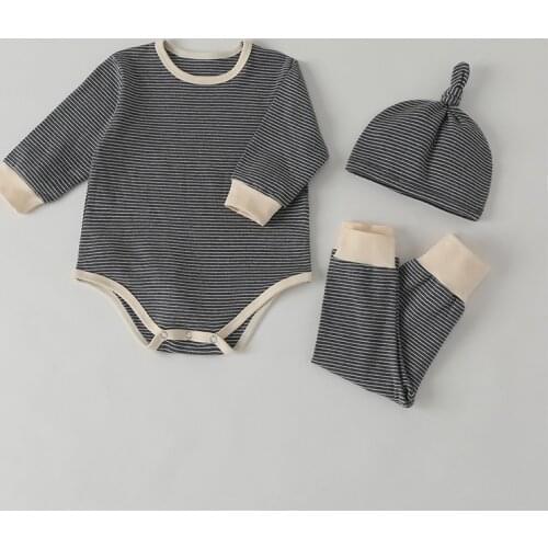Spring Autumn Newborn Baby Girl Boy Clothing Set Long Sleeve Bodysuits Pants Hat Baby Outfits