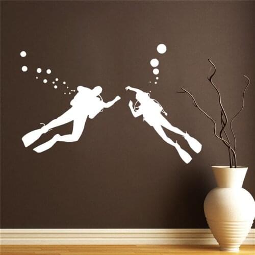 Vinyl Stickers Extreme Sports Wall Decal Waterproof Bathroom Decoration Dive Diving Creative Mural Sea DW11558