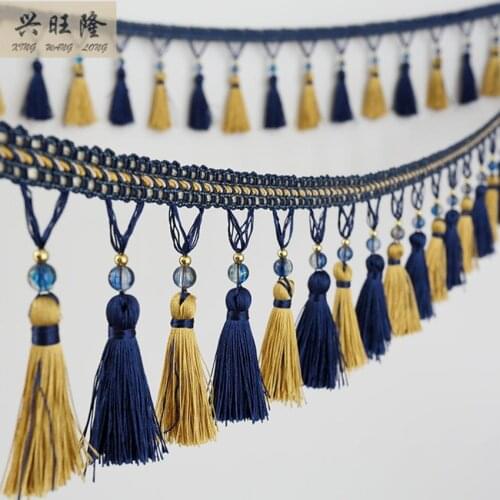 XWL Europe 6M/Lot Crystal Beads Curtain Lace Accessories Tassel Fringe Trim Ribbon DIY Sewing For Sofa Stage Home Textile Decor